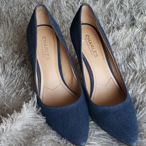 Charles David Denim Pumps Heels Size 7.5